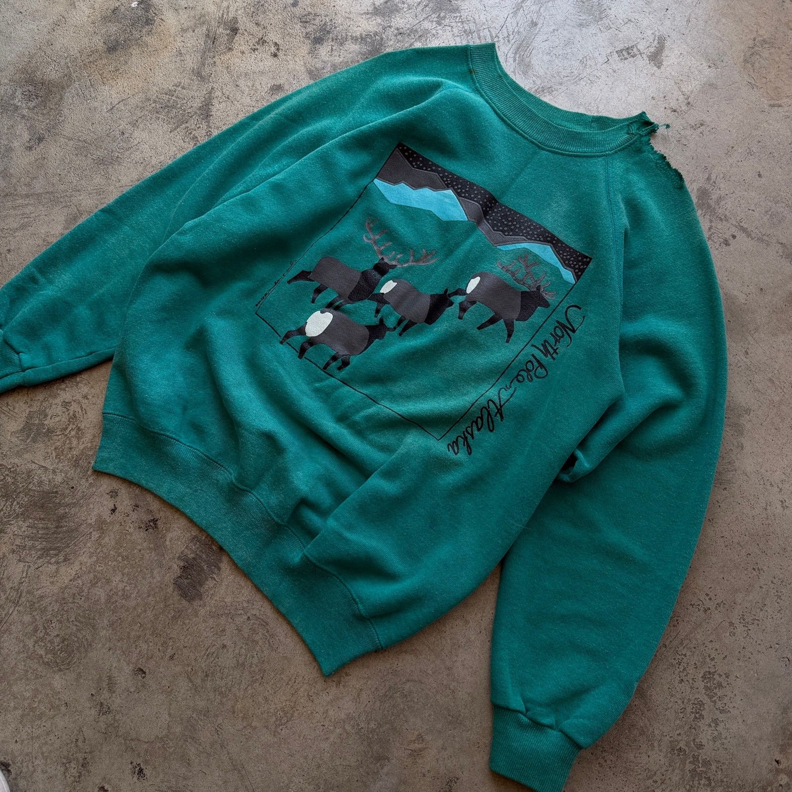Other 90s thrashed sun faded North Pole Alaska Caribou Sweatshirt Size M / US 6-8 / IT 42-44 - 2 Thumbnail