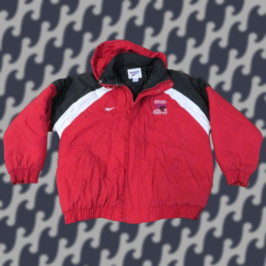 Reebok VINTAGE Reebok Men's Jacket XL Red Nylon Puffer National Guard Logo Football Shoeswear? Size US XL / EU 56 / 4 - 1 Thumbnail