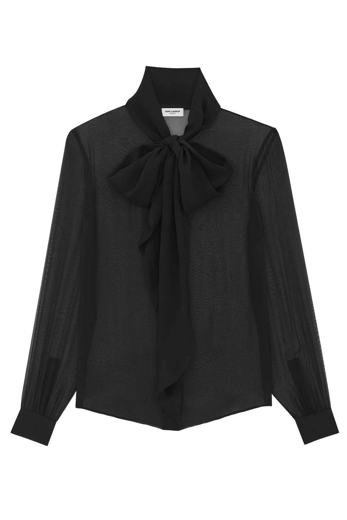 o1b1hav111224 Lavalliere Neck Shirt in Silk Muslin in Black
