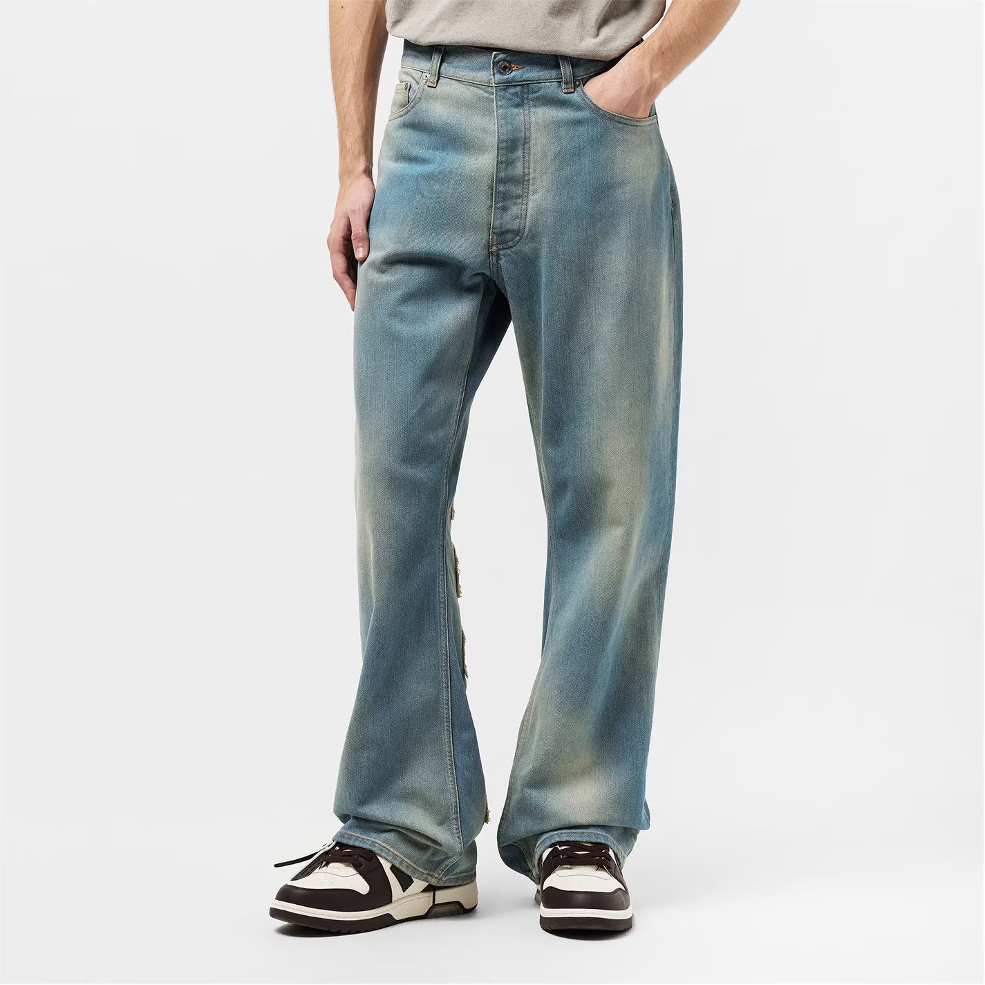 Off-White o1g2r1mq0326 Patch Wide Leg Jeans in Blue Size US 34 / EU 50 - 4 Thumbnail