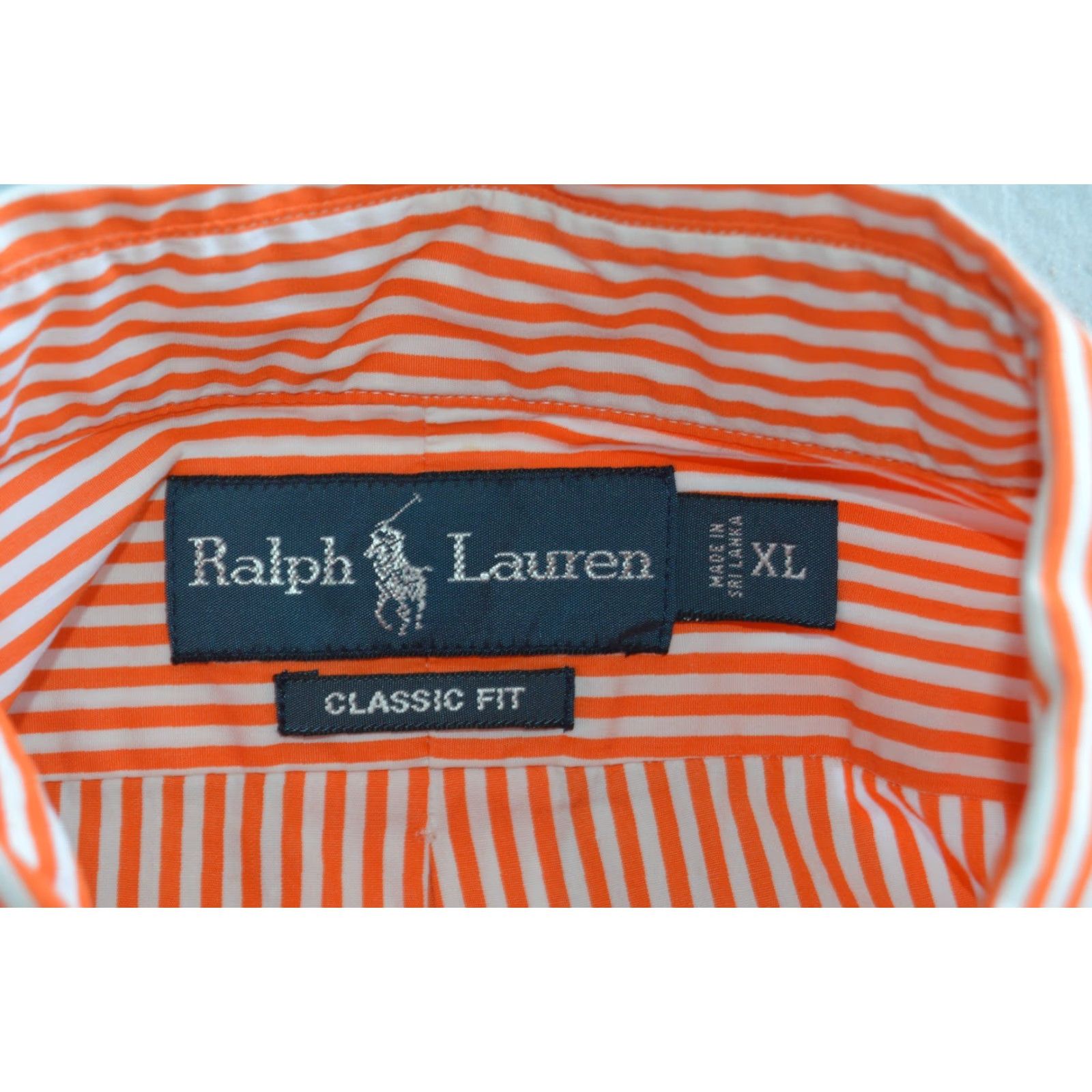 Polo Ralph Lauren VINTAGE Polo Ralph Lauren Shirt Classic Fit L/S Button-Up Orange Stripe Mens XL Size US XL / EU 56 / 4 - 4 Thumbnail