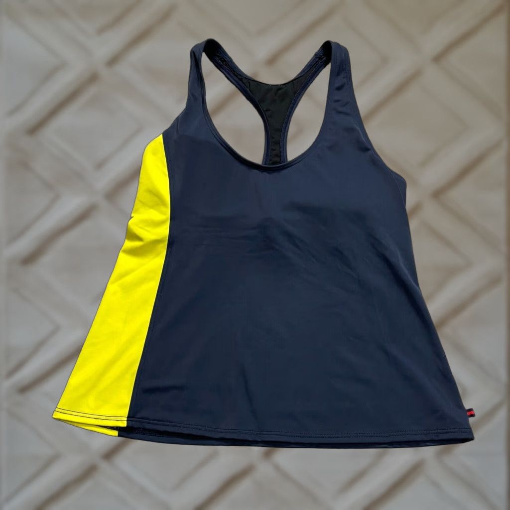 Tommy Hilfiger Tommy Hilfiger Women's Tankini Swimwear L Blue Yellow Racerback Beach Summer Size ONE SIZE - 1 Thumbnail
