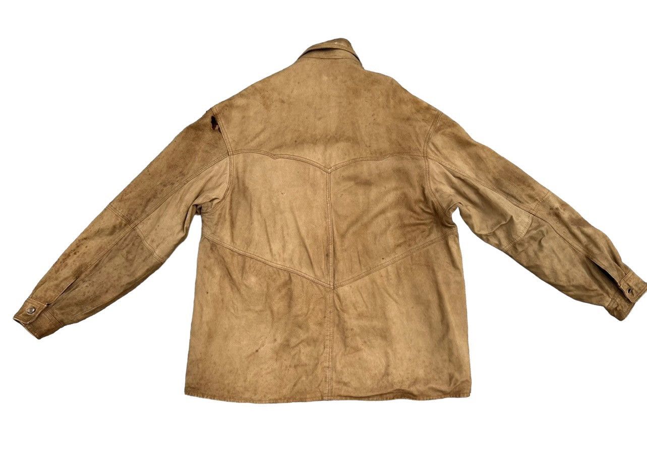 Leather Trashed VTG Camanchi London Dirty Patina Suede Leather Shirt Size US L / EU 52-54 / 3 - 2 Thumbnail