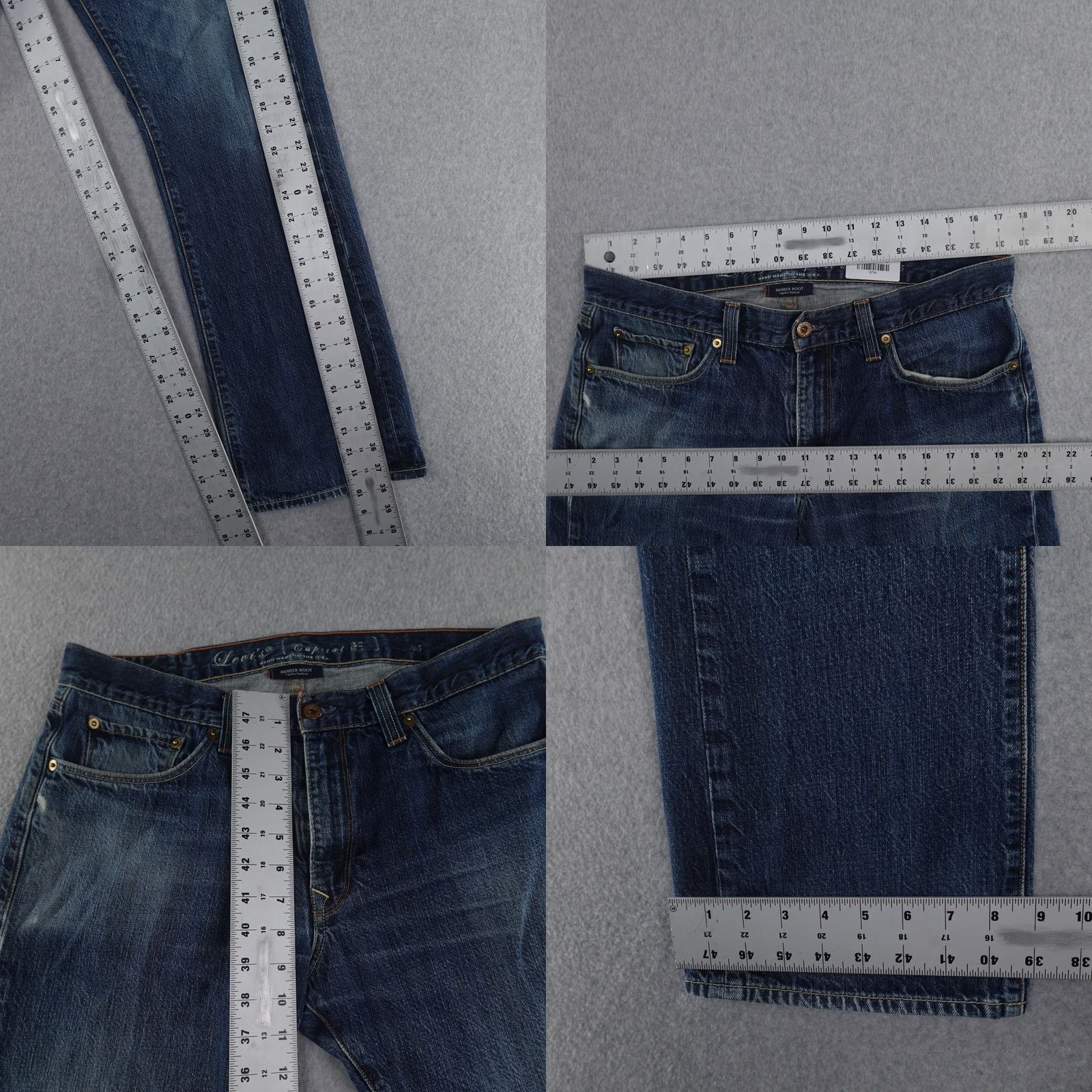 Levi's LEVI'S Jeans Mens 35 (35X29) Hesher Bootcut Blue Denim 5-Pocket USA Vintage Capita l E MADE IN USA Streetwear Activewear Size US 35 - 8 Thumbnail