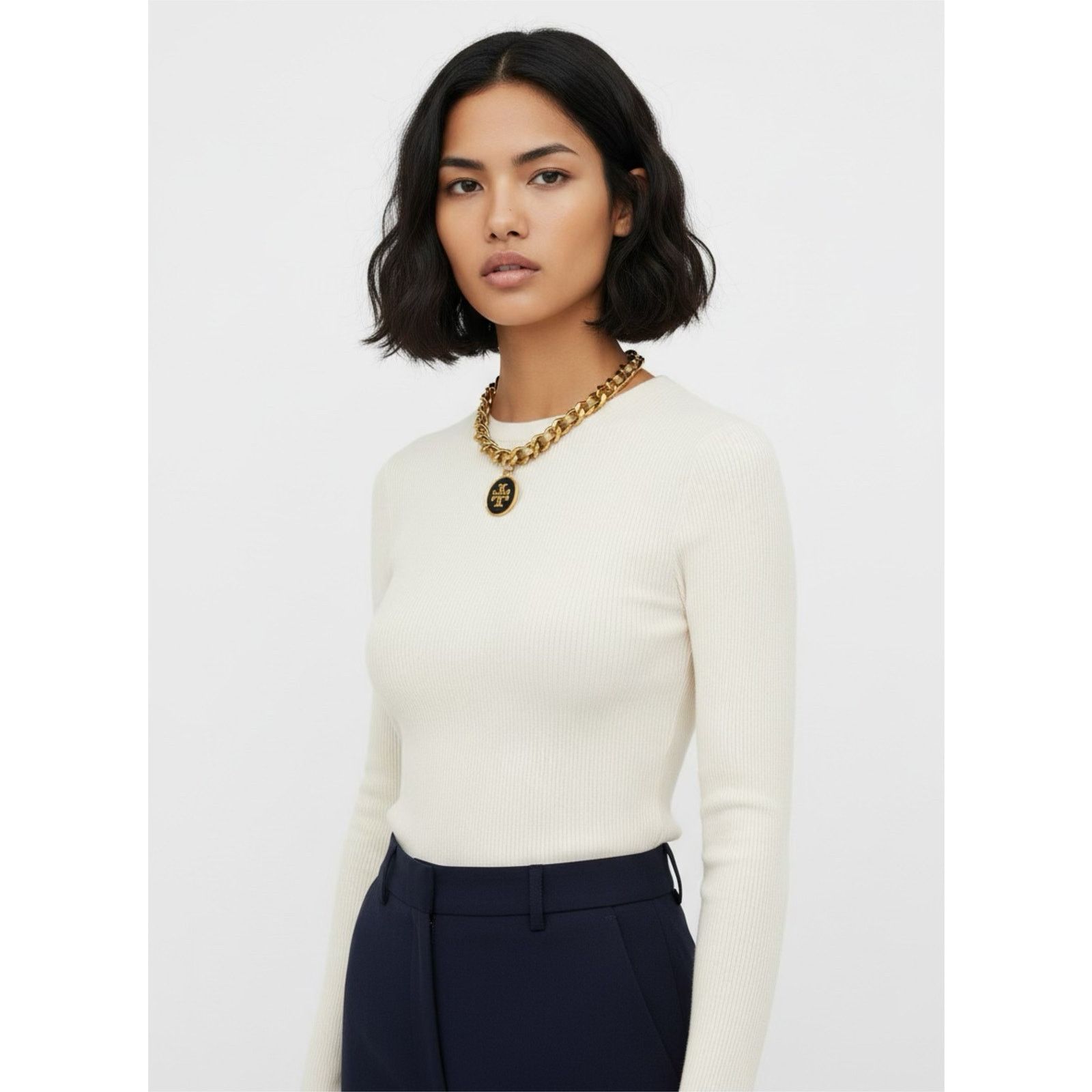 Tory Burch Tory Burch Logo Medallion Chunky Chain Necklace 14" Size ONE SIZE - 4 Thumbnail