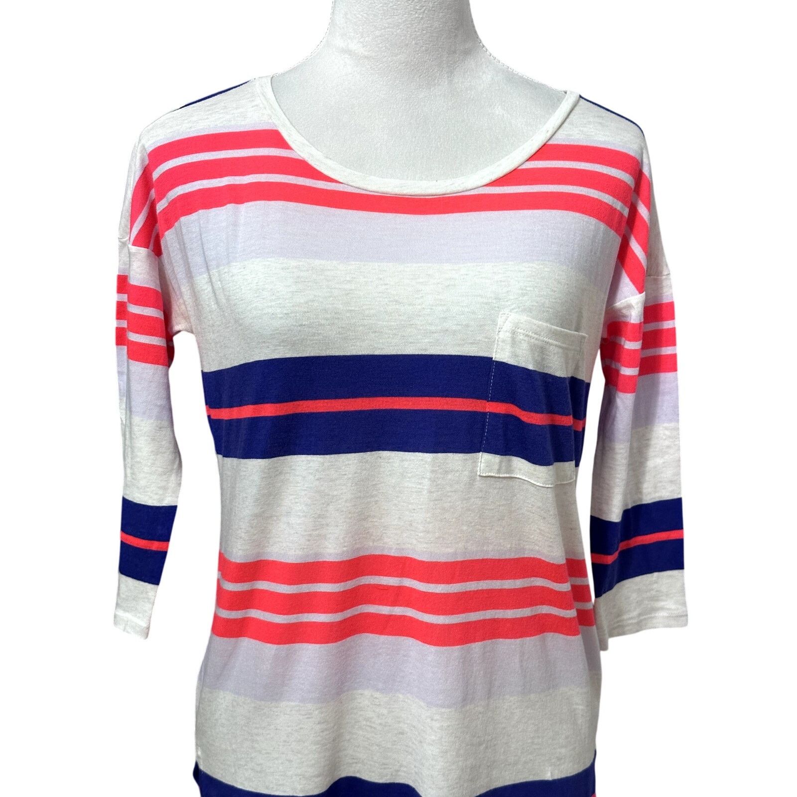 Gap Gap T-Shirt Stripe 3/4 Sleeves Round Hem Multicolor PXS Size XS / US 0-2 / IT 36-38 - 2 Thumbnail