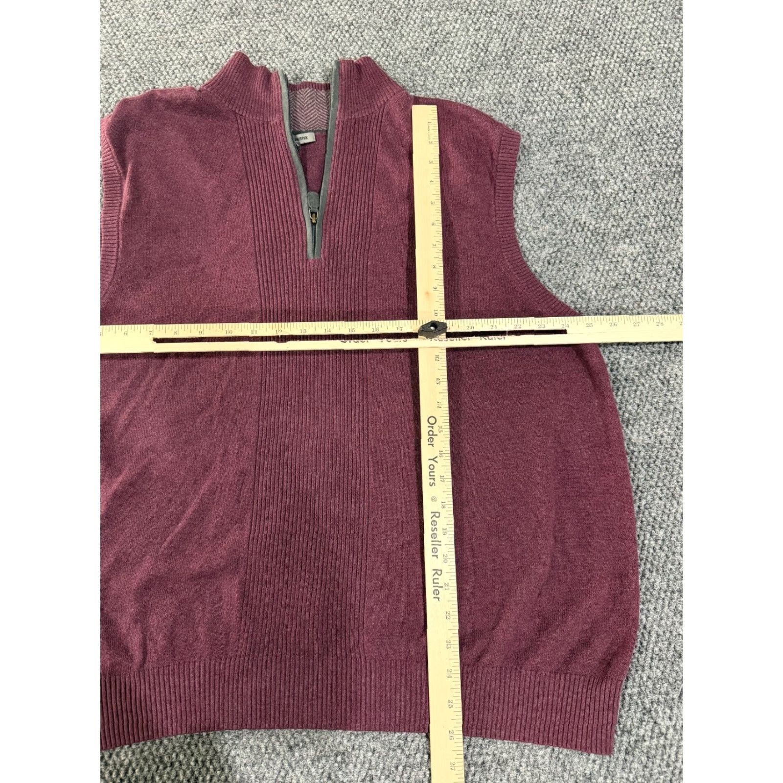 Johnston & Murphy Johnston & Murphy Sweater Vest Mens XL Purple 1/4 Zip Ribbed Knit Pima Cotton Vest Knitwear Casual Winter Fall Spring Crew Neck Lightweight Size US XL / EU 56 / 4 - 3 Thumbnail
