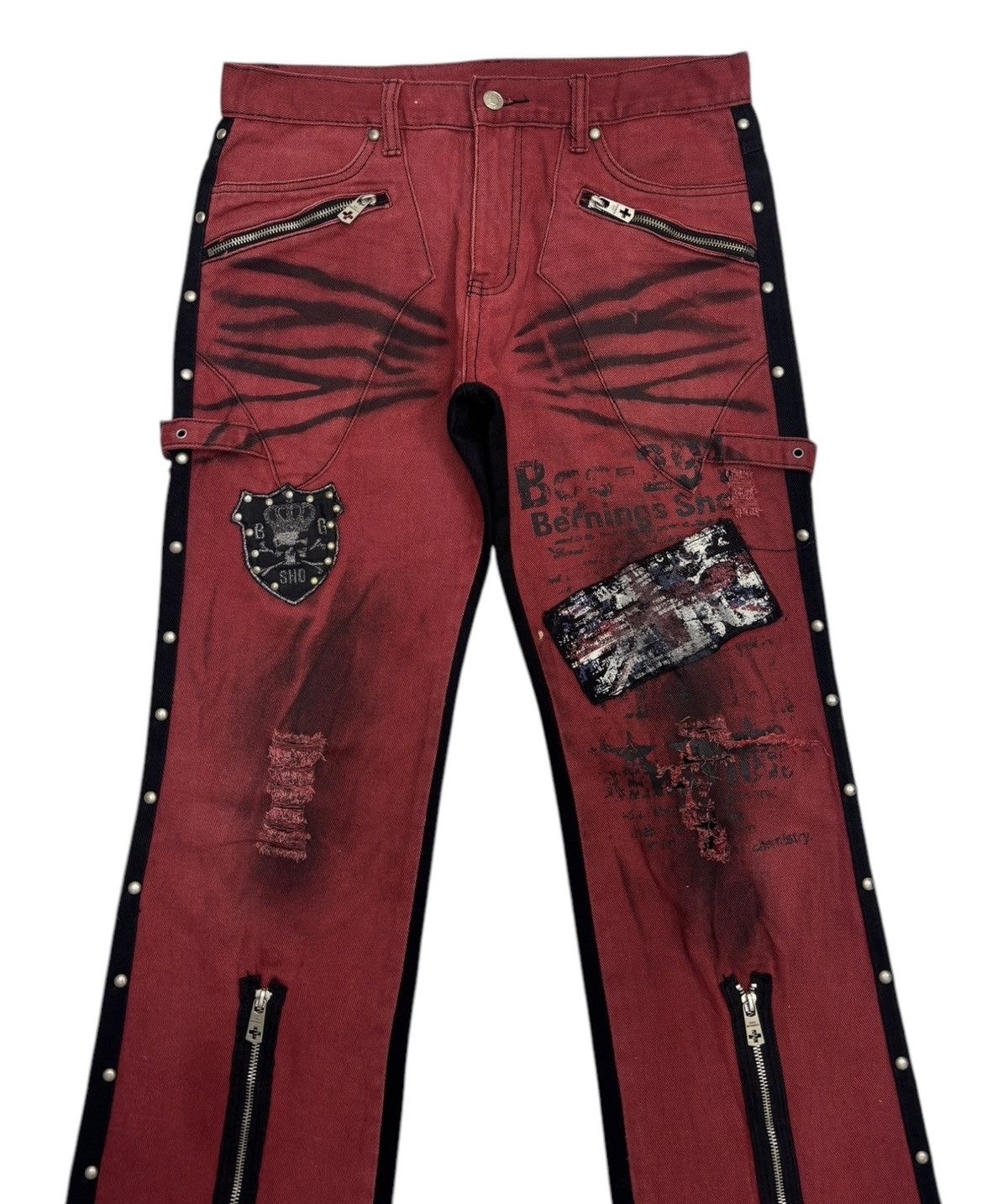 Tornado Mart 🔥BERNING SHO PUNK GOTHIC ZIPPER DISTRESSED DENIM JEANS Size US 32 / EU 48 - 5 Thumbnail