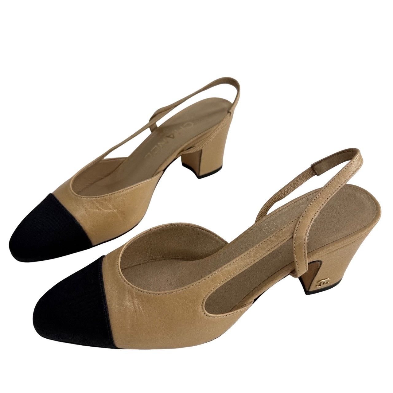 Chanel Chanel Two Tone Slingback Heels Size 35C Size US 5 / IT 35 - 1 Thumbnail