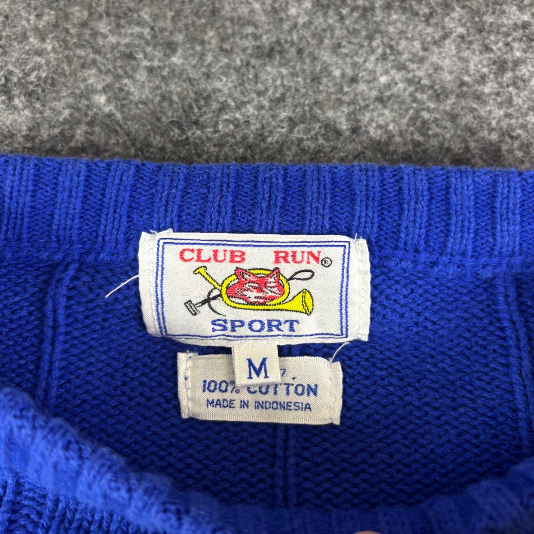 Vintage VINTAGE Club Run Sport Sweater Mens Blue Striped Cotton Crew Neck Size M 90s Size US M / EU 48-50 / 2 - 5 Thumbnail