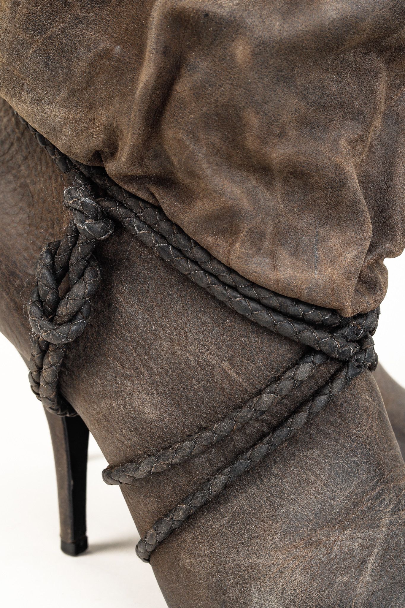 Givenchy Wax Textured Leather Knotted-Rope Heeled Boots