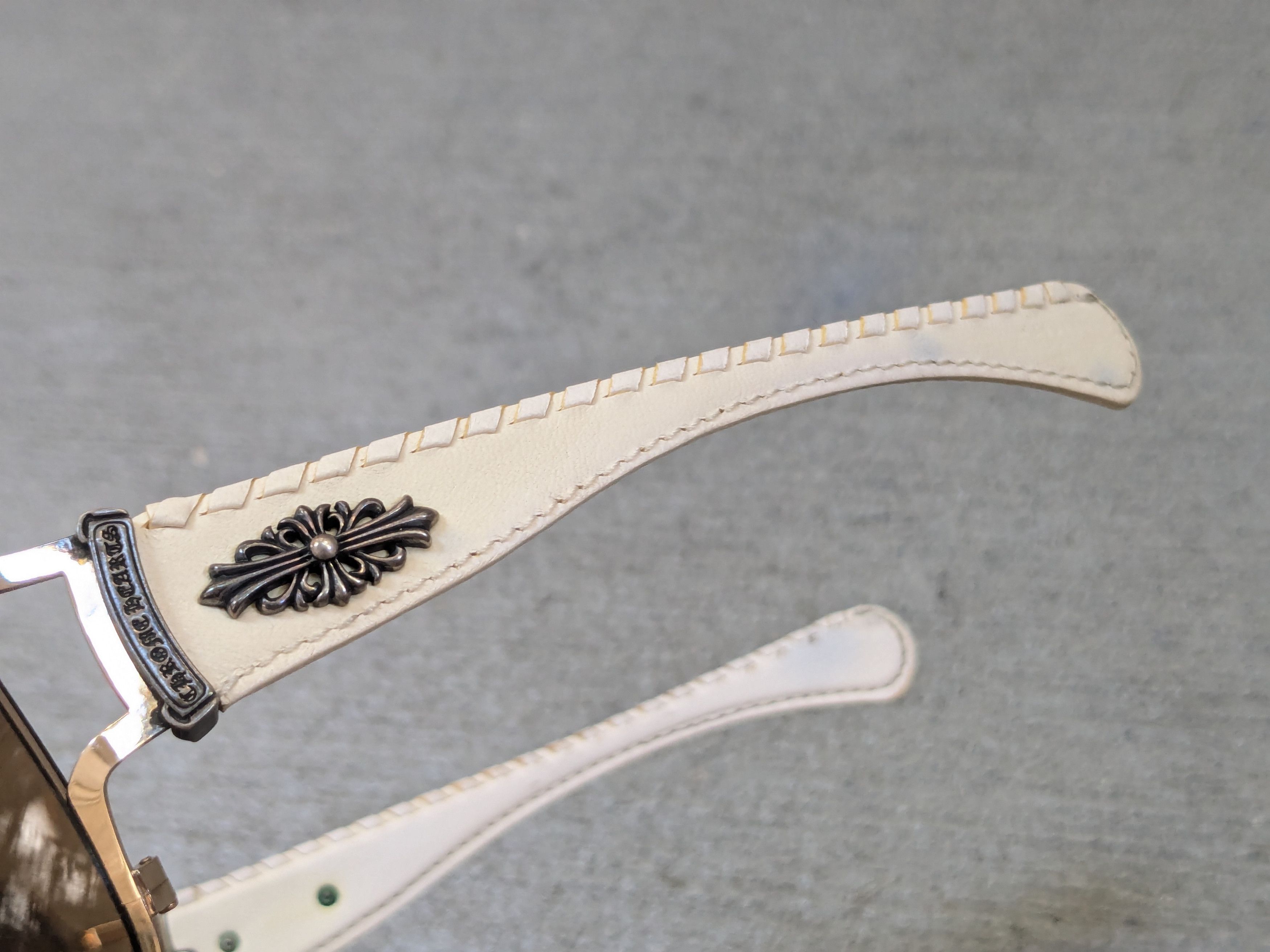 Chrome Hearts Chrome Hearts Poon II Sunglasses Brown White Leather Cross Size ONE SIZE - 5 Thumbnail