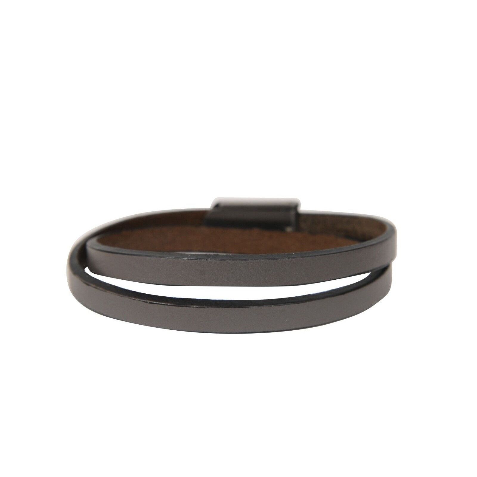 Fendi Double Wrap Bracelet Grey Leather Wristlet Adjustable Size ONE SIZE - 3 Thumbnail