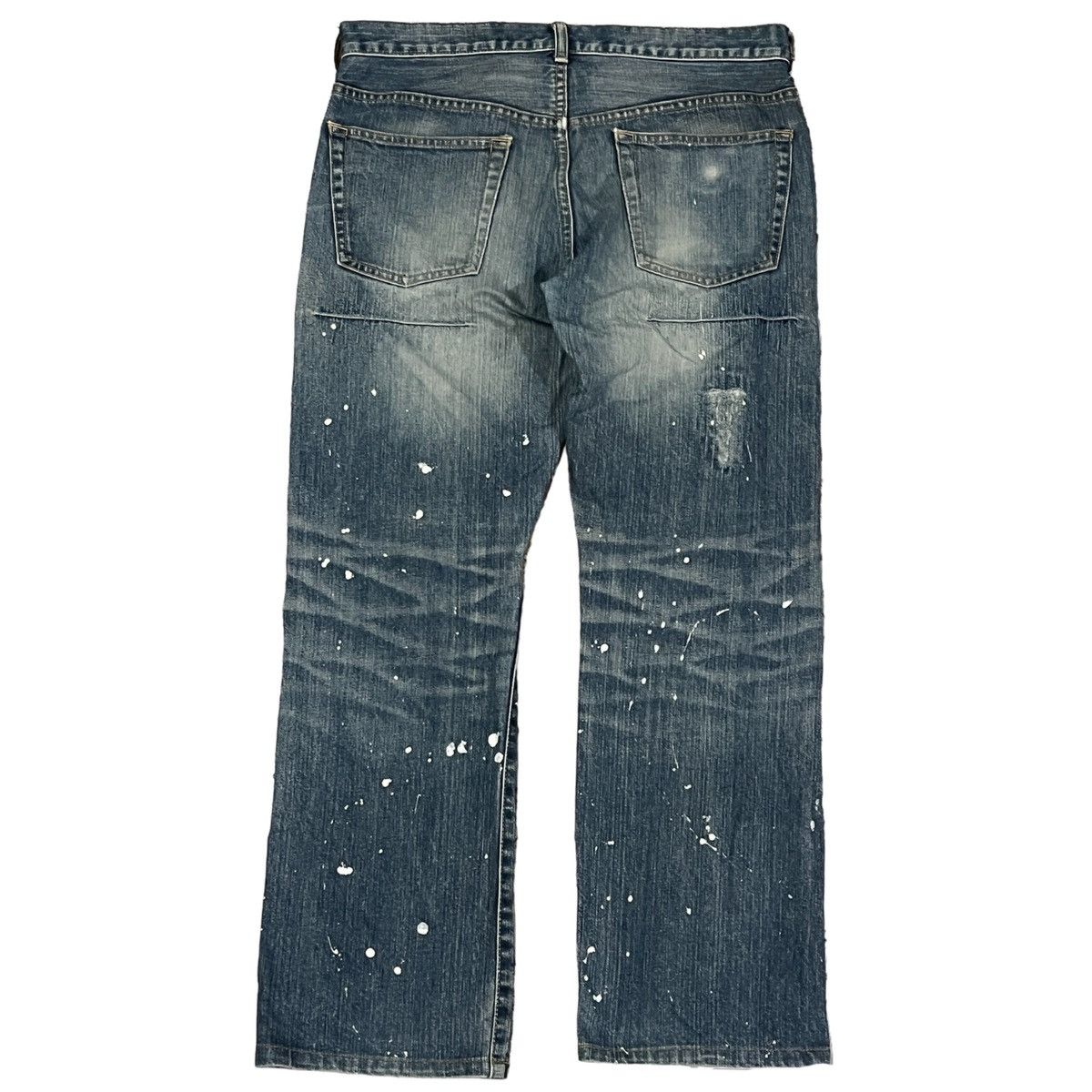 Japanese Brand WASHED DENIM PAINT SPLATTER DISTRESSED JEANS NOT HELMUT LANG Size US 31 - 2 Thumbnail