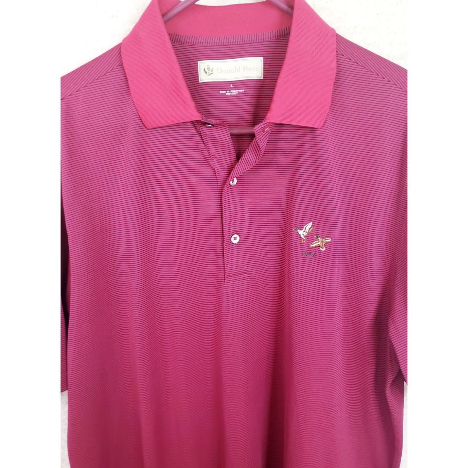 Vintage Donald Ross Golf Polo Shirt Men's L Pink Blue Striped Performance Stretch Polo Shirt Size US L / EU 52-54 / 3 - 2 Thumbnail