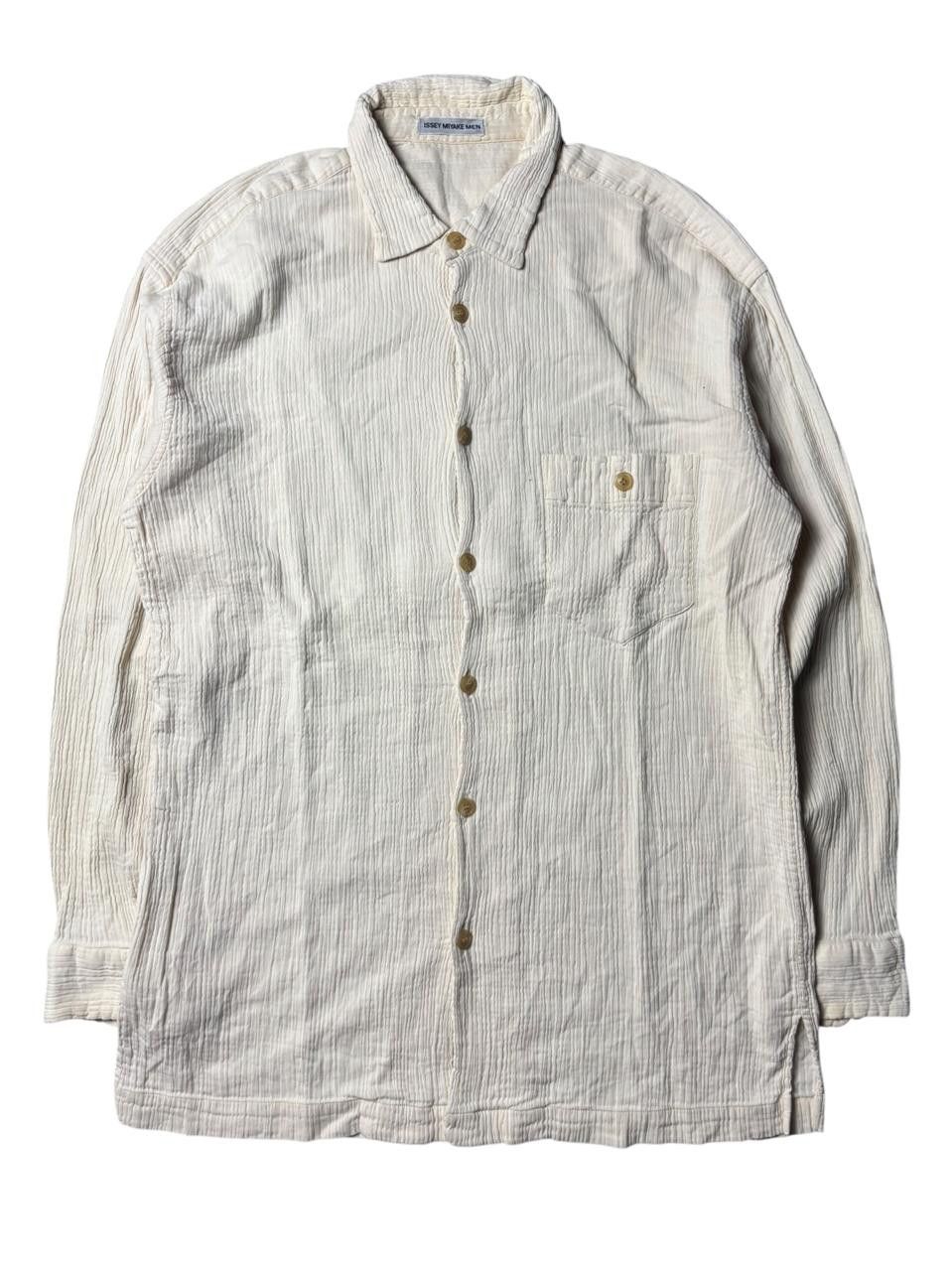 Issey Miyake AW1999 Issey Miyake Men Cotton Pleated Button-Up Shirt Size US L / EU 52-54 / 3 - 1 Thumbnail