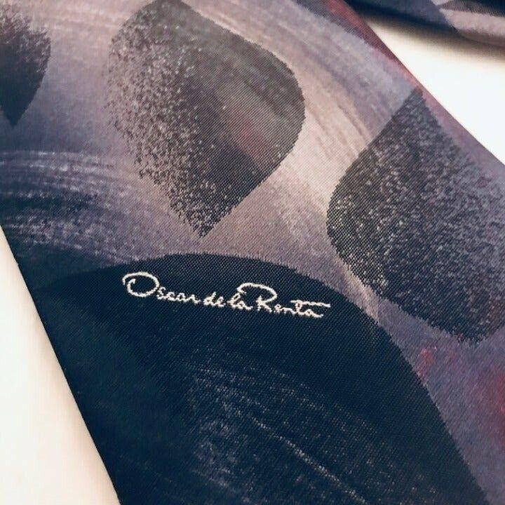 Oscar De La Renta #1585 VTG Oscar de la Renta vintage gray men's necktie Size ONE SIZE - 4 Thumbnail