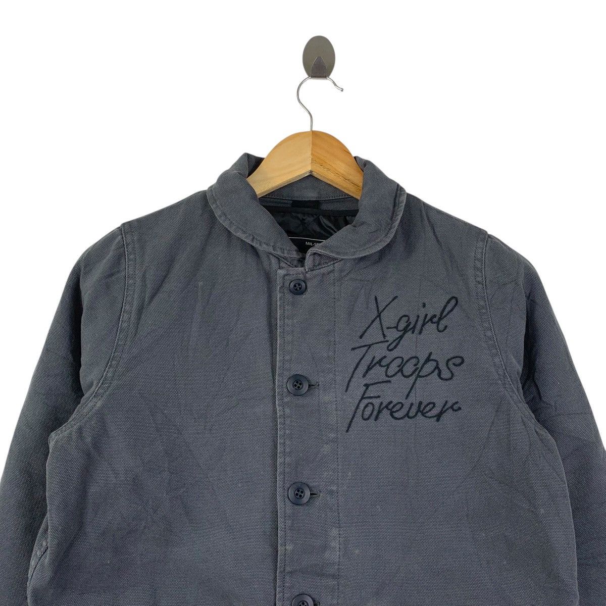 Vintage X-Girl Troops Forever Military Work Jacket Black Size US M / EU 48-50 / 2 - 2 Thumbnail