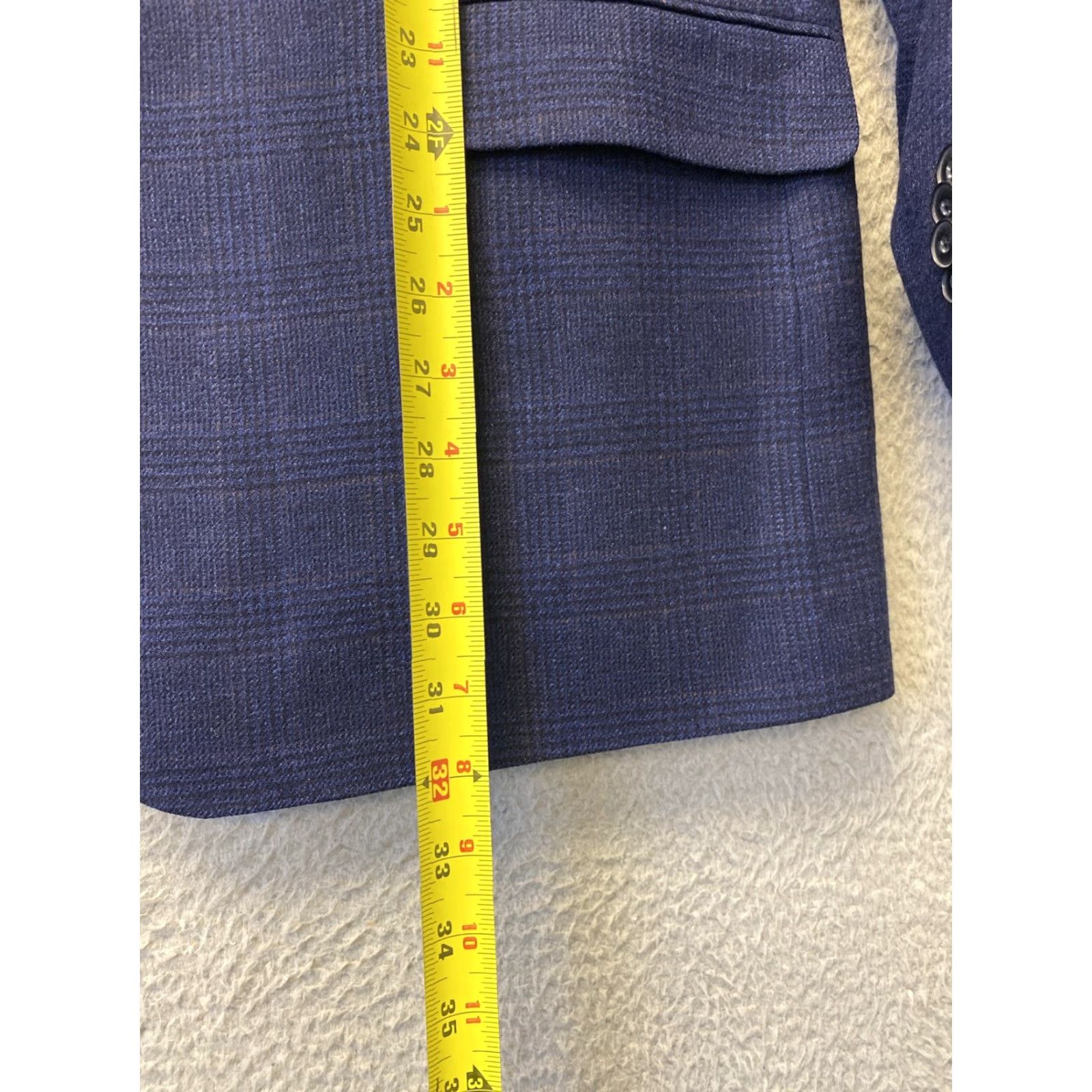 Vintage VINTAGE Jos A Bank Men's Suit Jacket Blue Plaid Wool Spandex 44R Business Wedding Formal Size 44R - 5 Thumbnail