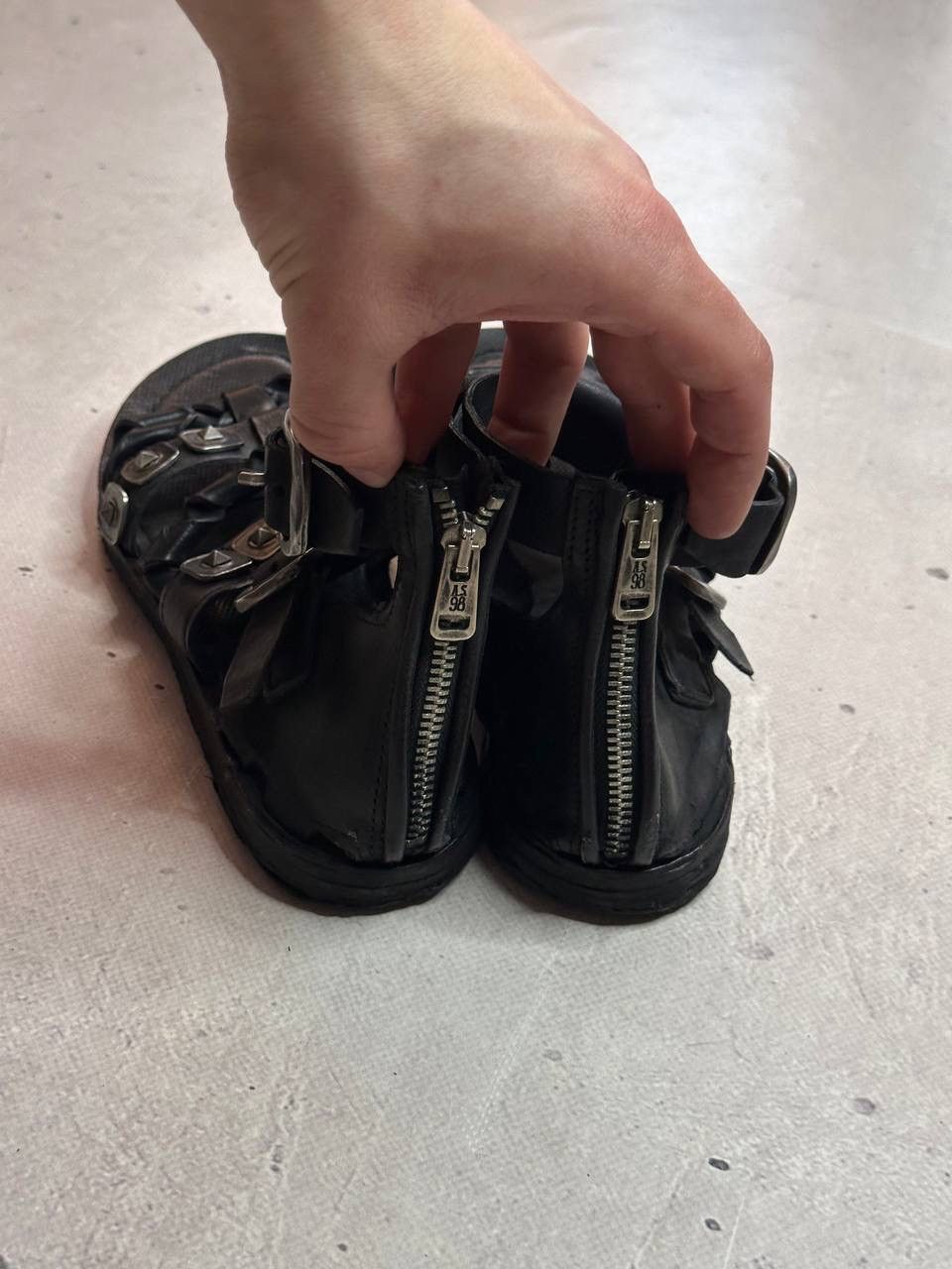 A.S.98 A.S.98 Studded Leather Gladiator Sandals Black 40 Buckle Zip Size US 9 / IT 39 - 4 Thumbnail