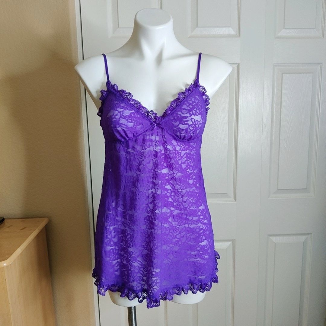 Victoria's Secret Victoria's Secret The Lacie purple stretch lace chemise sz M Size ONE SIZE - 1 Thumbnail