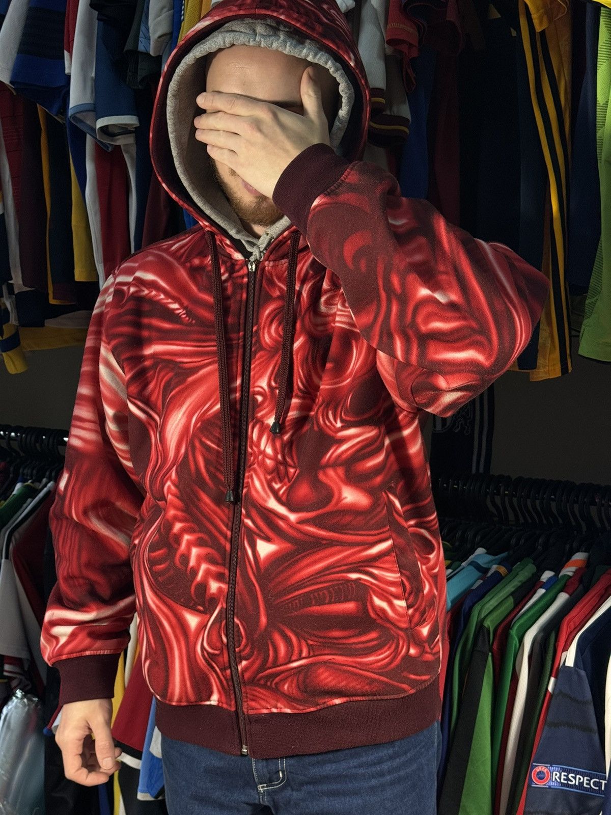 Rap Tees Vintage Raw Blue Over Print Skeleton Opium Full Zip Hoodie Size US M / EU 48-50 / 2 - 10 Thumbnail