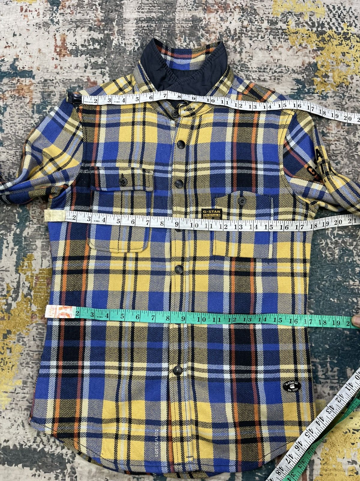 G-Star G-Star Raw Blue Yellow Plaid Quarter Sleeve Flannel Shirt Size S / US 4 / IT 40 - 9 Thumbnail