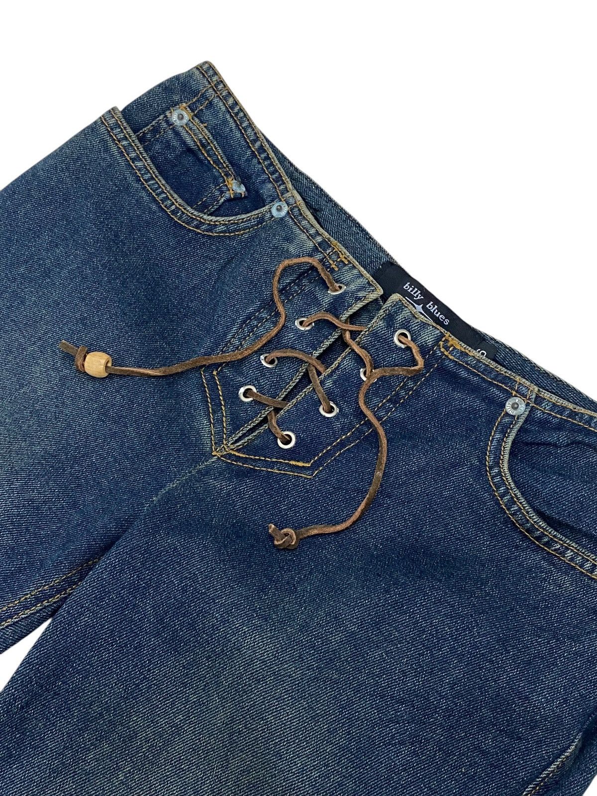 Tornado Mart Vintage Flare Billy Blues Lace Up Denim with Frayed Hem Size US 31 - 6 Thumbnail