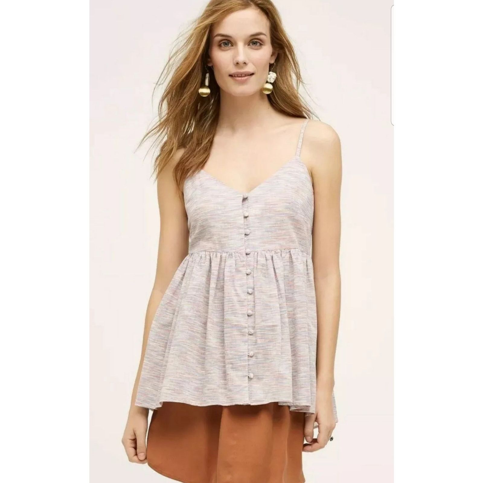 Anthropologie New Anthropologie x Tylho Button Front Strappy Tank $88 Sz S Size S / US 4 / IT 40 - 3 Thumbnail