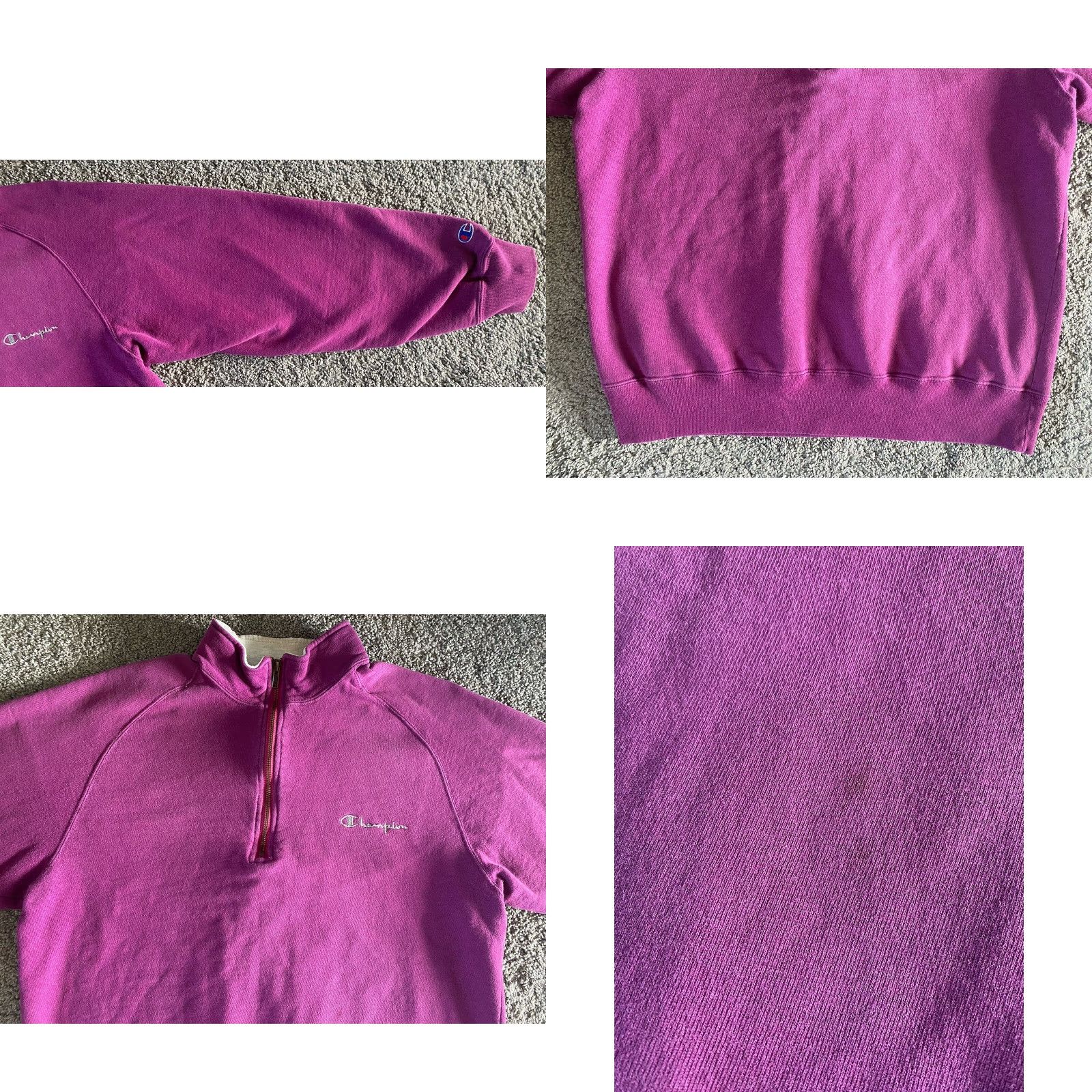 Champion VINTAGE Champion Sweatshirt 1/4 Zip Womens XL Purple Long Sleeve USA 90s Classic Logo Sports Size XL / US 12-14 / IT 48-50 - 8 Thumbnail