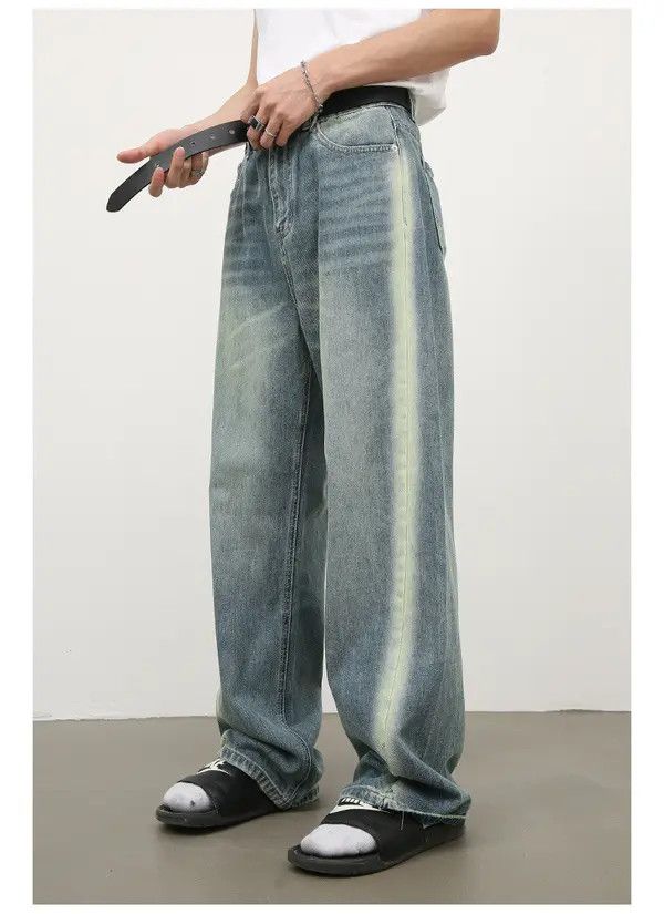 Japanese Brand Men's retro gradient loose straight distressed jeans Size US 32 / EU 48 - 5 Thumbnail