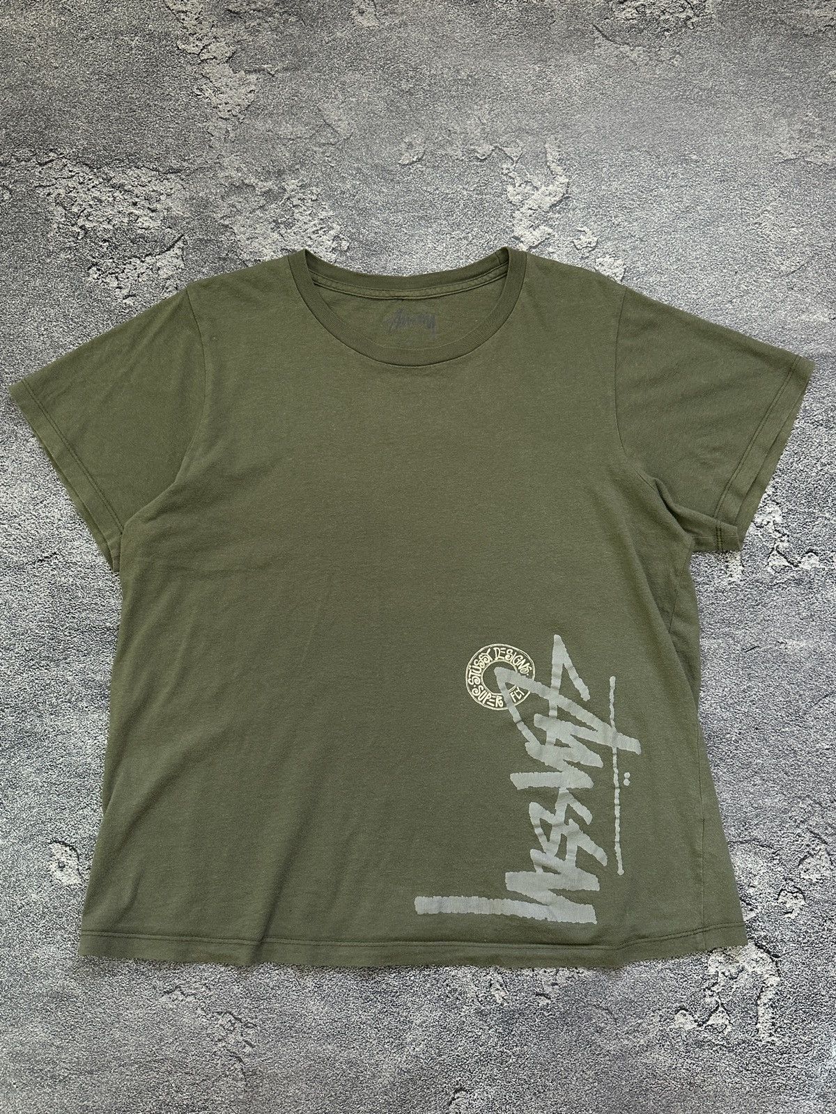 Stussy Vintage Stussy Big Logo Faded Khaki T-Shirt Y2k Size S Size US S / EU 44-46 / 1 - 1 Thumbnail