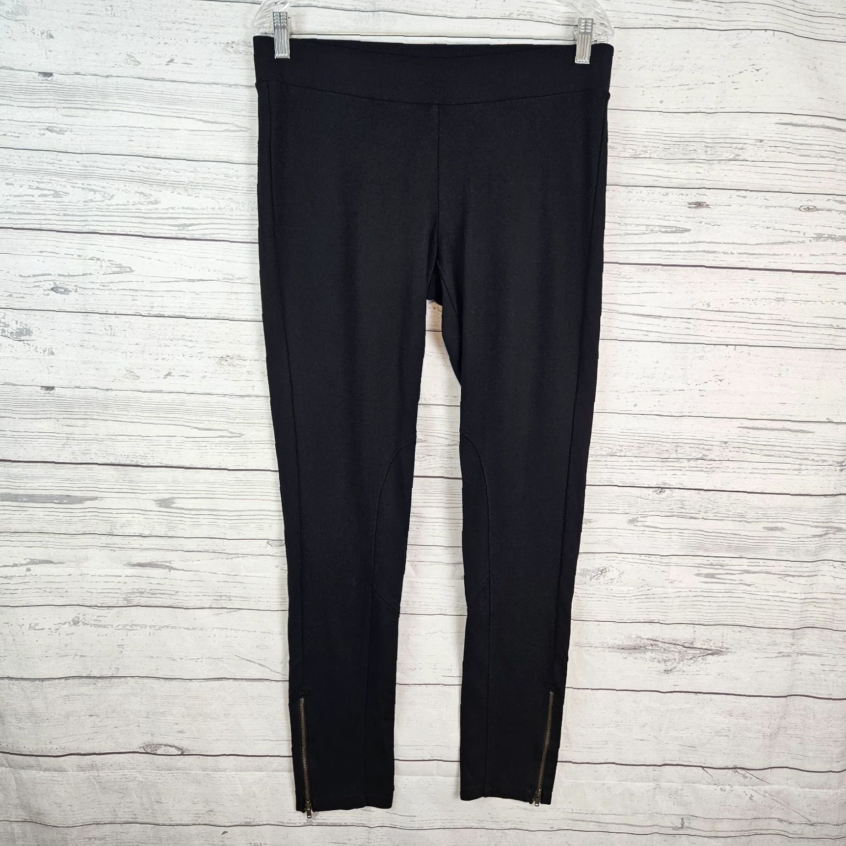 Vintage Cabi Ponte Leggings Womens Medium Black Mid Rise Ankle Zip Knit Pants Size 32" / US 10 / IT 46 - 2 Thumbnail