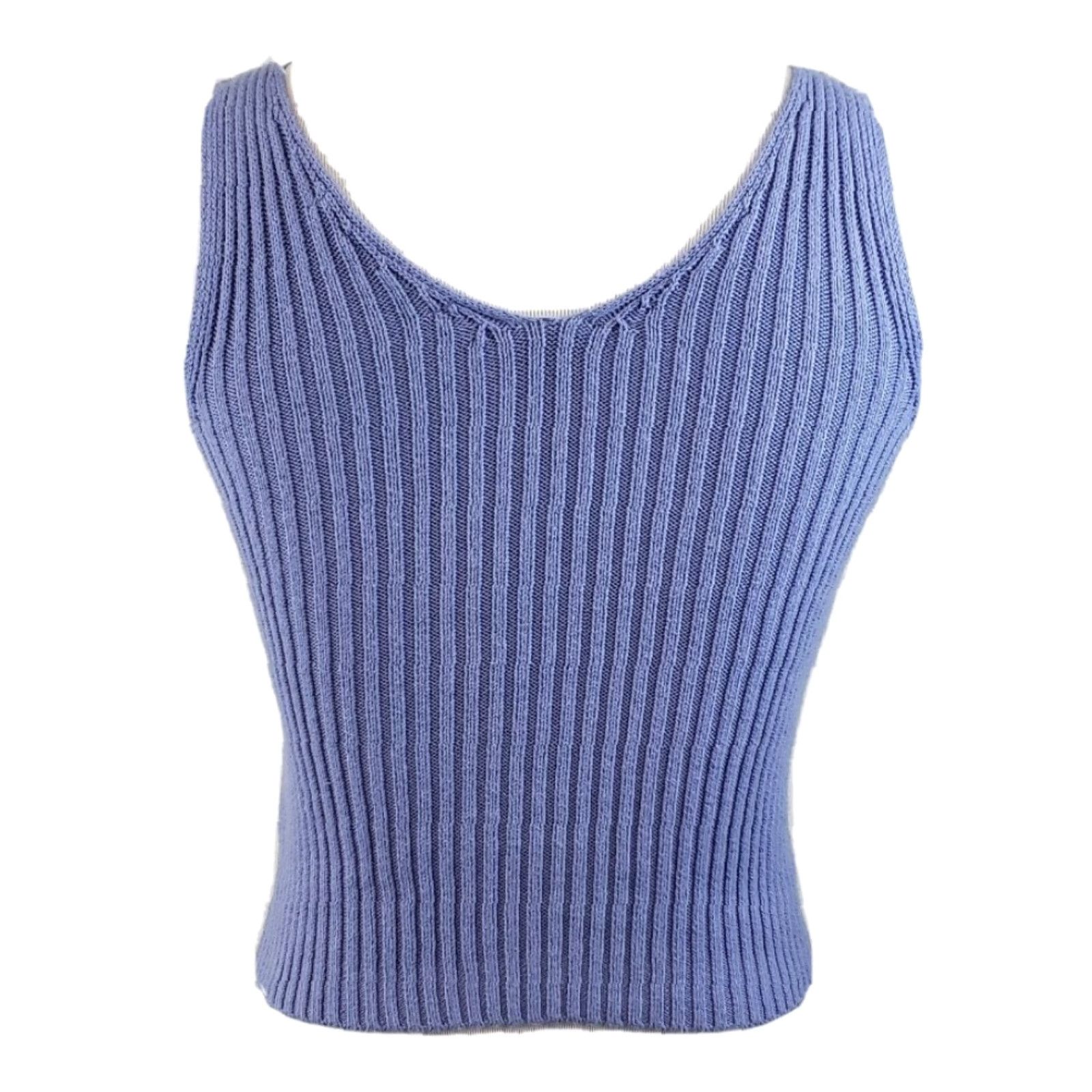 Brandy Melville VINTAGE Brandy Melville Shirt Womens One Size Purple Knit Rina Tank Top Cropped OS Sleeveless V-Neck Gathered Pullover Casual Womens Size ONE SIZE - 4 Thumbnail