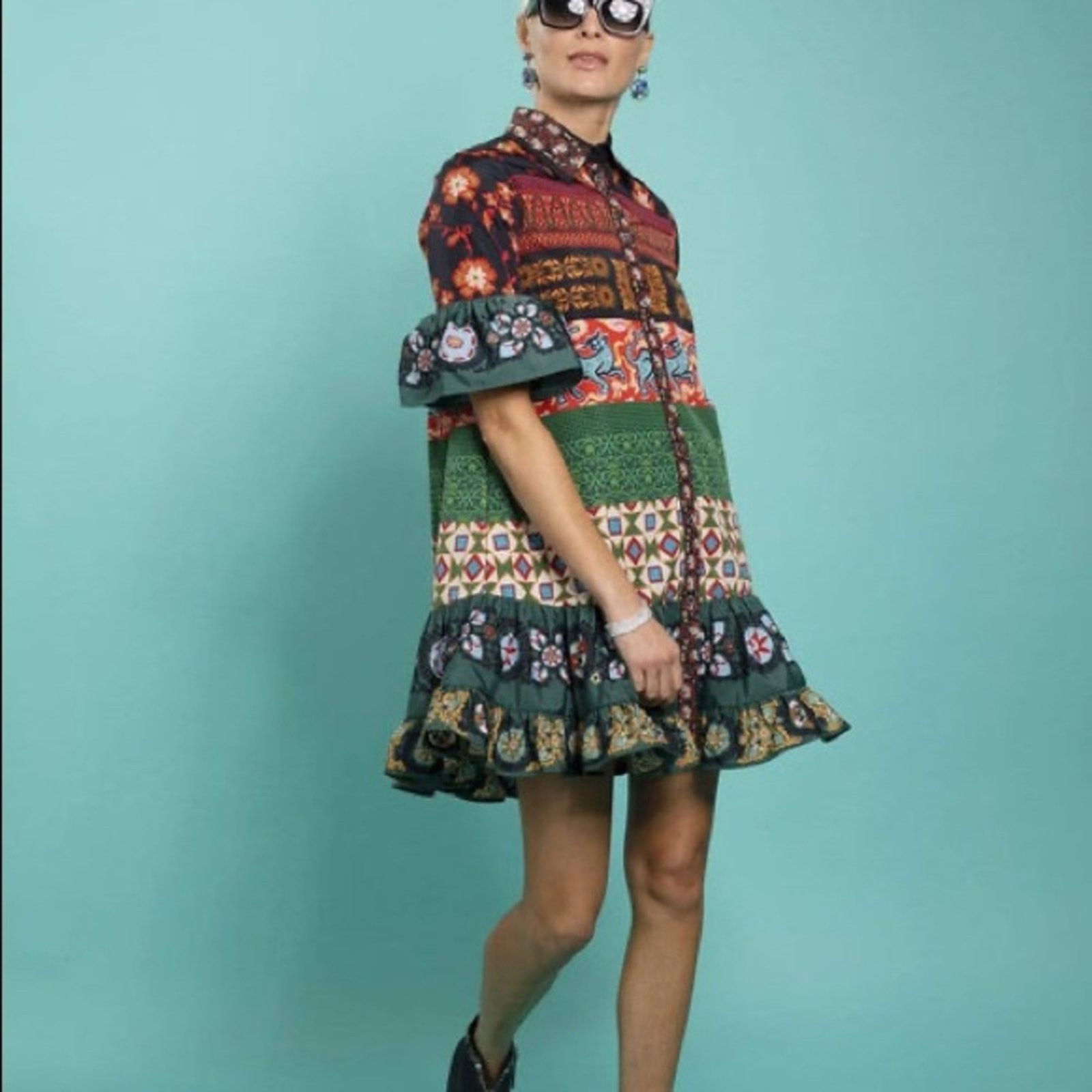 La DoubleJ NWOT LA DOUBLE J CHOUX Patchwork Mini DRESS XXS Size XXS / US 00 / IT 34 - 3 Thumbnail