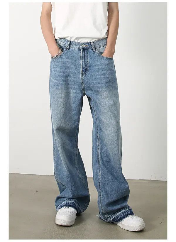 Japanese Brand Yuri Retro men's washed straight loose wide-leg jeans Size US 32 / EU 48 - 1 Thumbnail