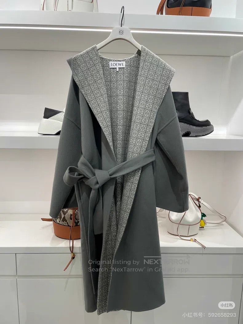 Loewe Loewe Gray-green printed wool coat Size XXS / US 00 / IT 34 - 7 Thumbnail