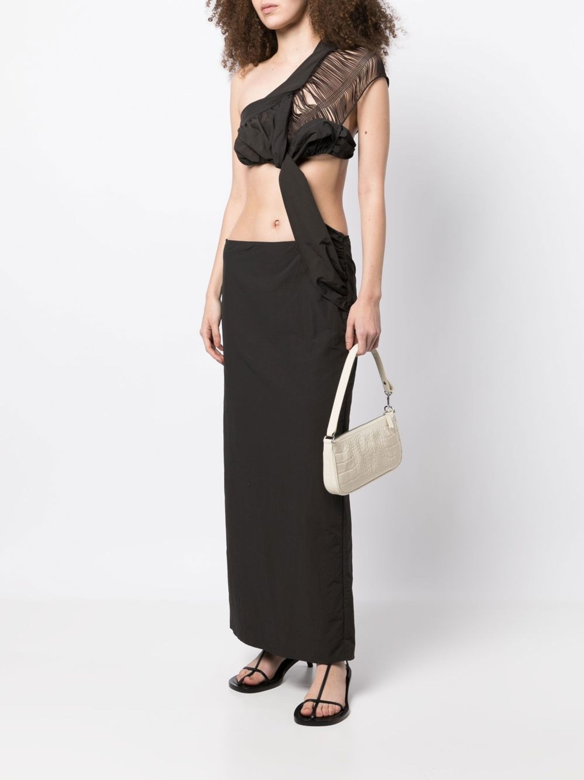 Christopher Esber o1mle0524 Fringed Column Dress in Black Size M / US 6-8 / IT 42-44 - 2 Thumbnail