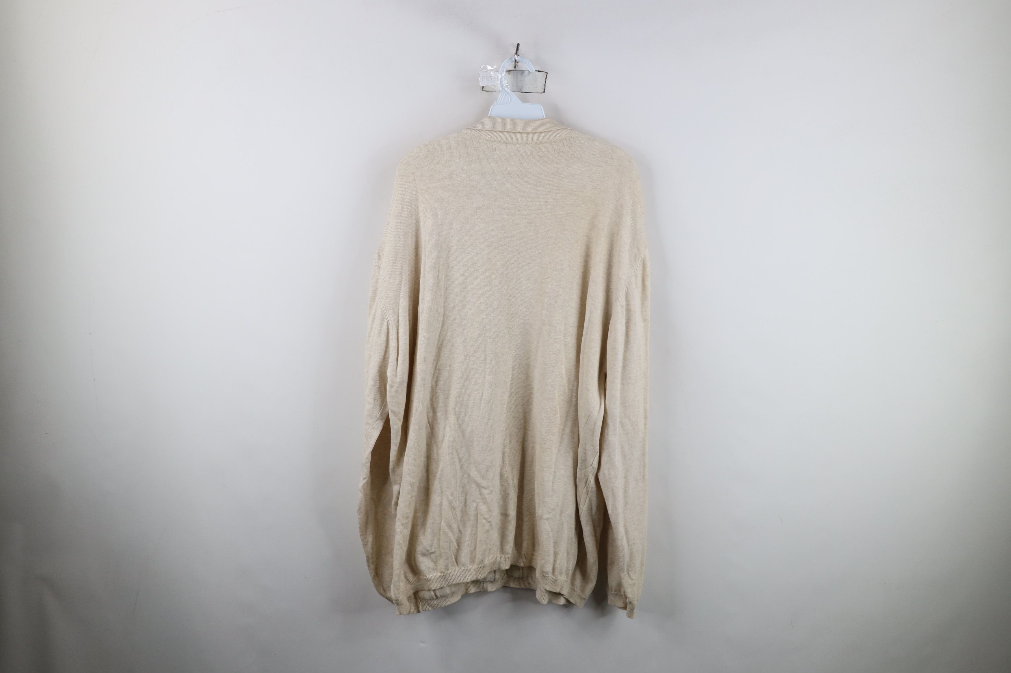 Vintage Vintage 90s Streetwear Cable Knit Long Sleeve Polo Beige Size US XXL / EU 58 / 5 - 10 Thumbnail