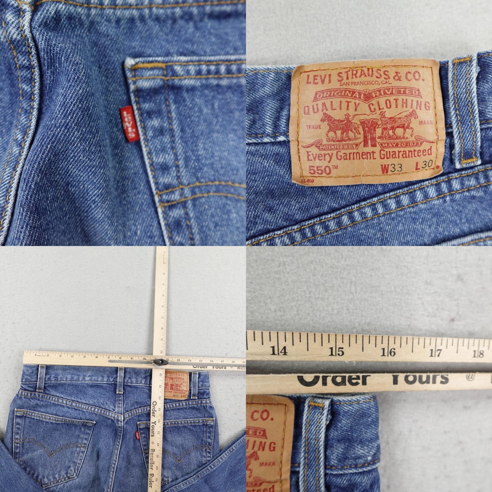 Levi's VINTAGE Levi's 550 Jeans - Men’s Denim Tapered Relaxed 33x30 Blue USA 1990s Size US 33 - 8 Thumbnail