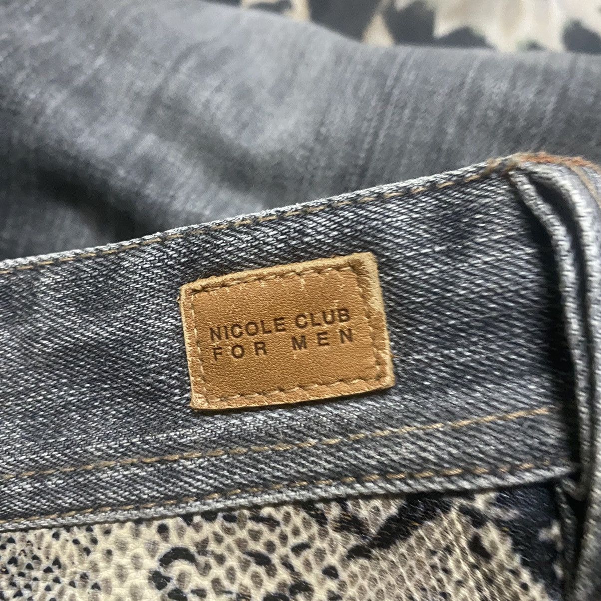 Nicole Club NCFM Leather Snake Skin Denim Flare Jeans Size US 30 / EU 46 - 19 Thumbnail