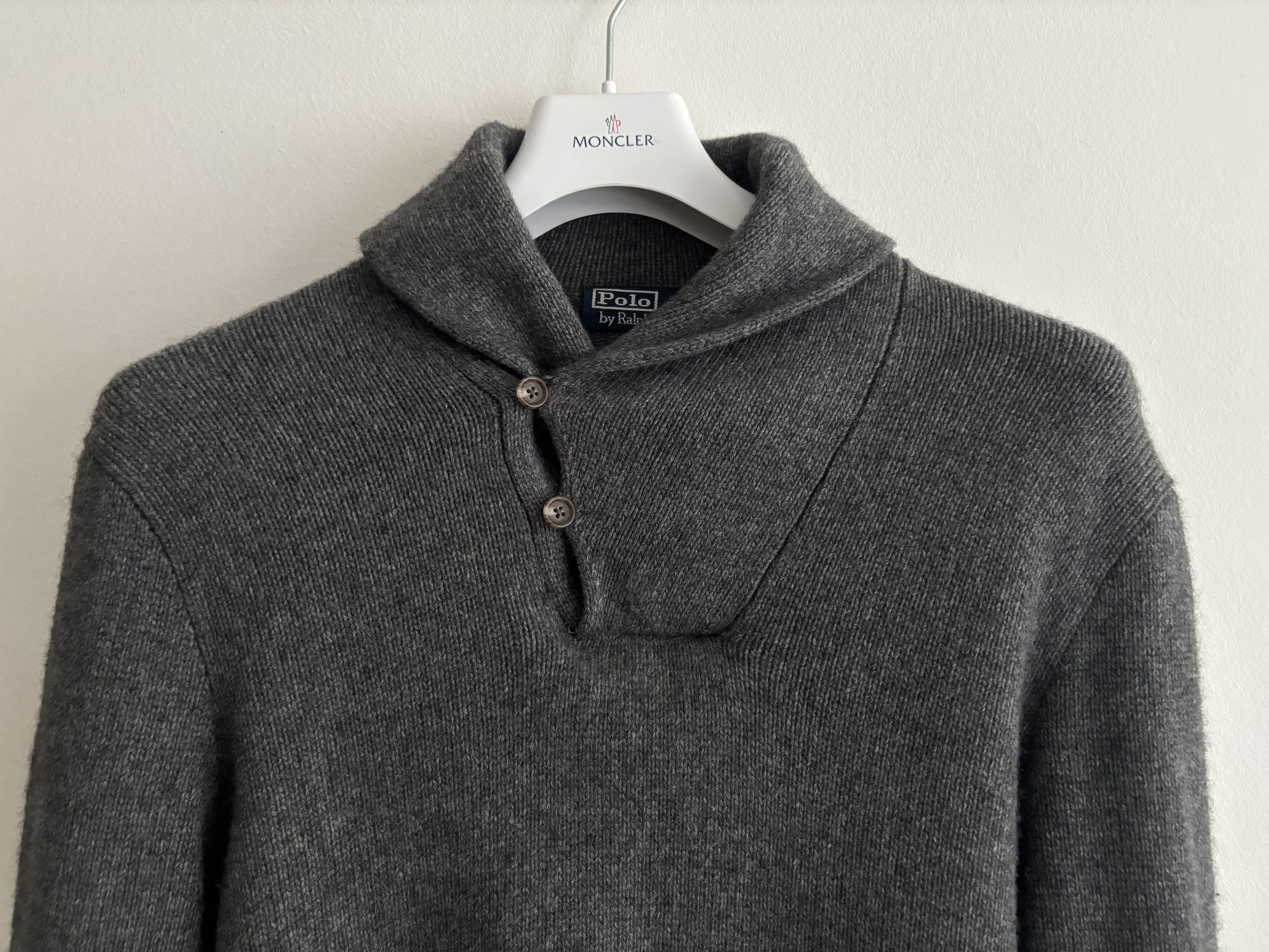 Polo Ralph Lauren $445 Grey Shawl Collar Cashmere Wool Fisherman’s Sweater Size US L / EU 52-54 / 3 - 6 Thumbnail