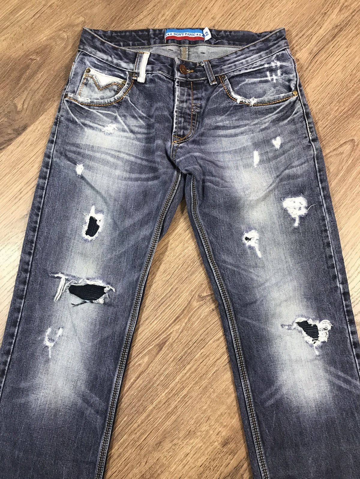 Japanese Brand × Vintage Vintage Distressed Denim Pants Dont Panic Size US 32 / EU 48 - 3 Thumbnail