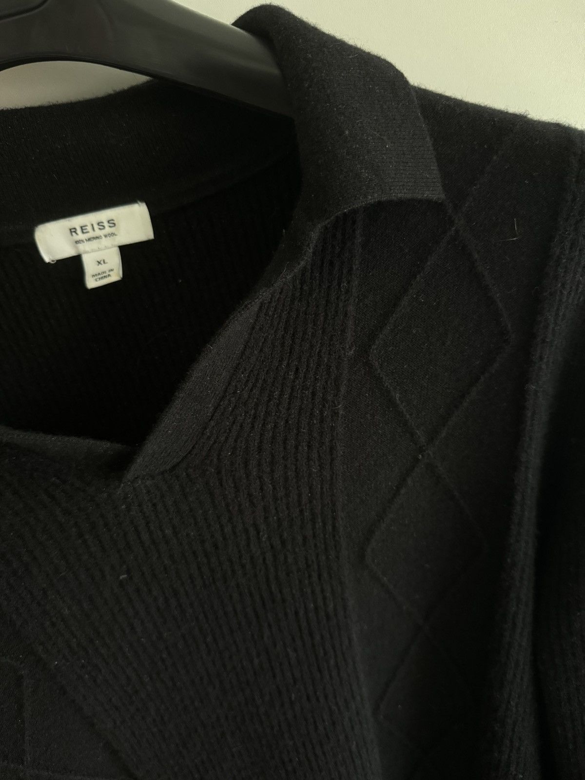 Reiss Black Reiss longsleeve polo in merino wool Size US L / EU 52-54 / 3 - 2 Thumbnail