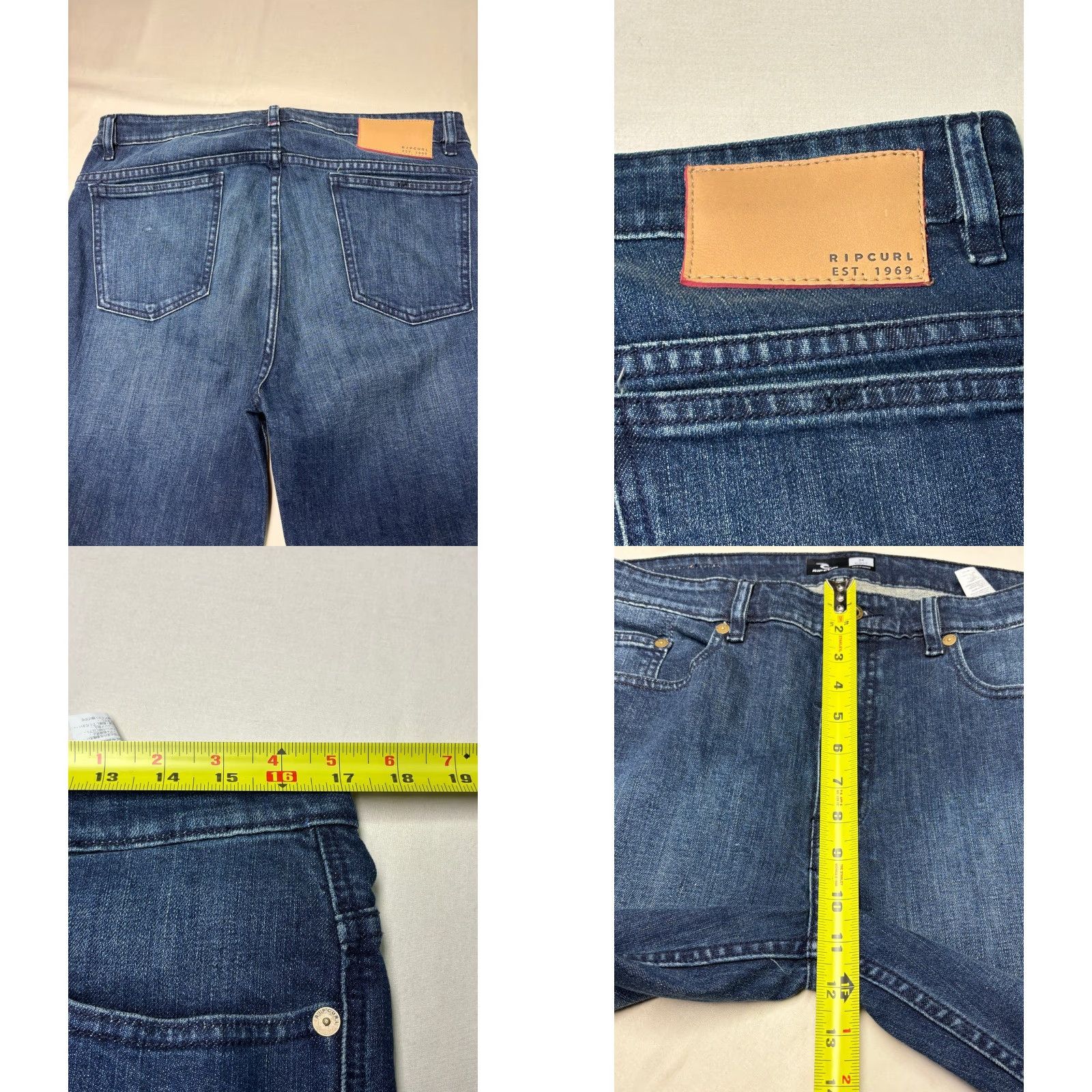 Rip Curl Rip Curl Mens Slim Fit Jeans Blue Dark Wash Denim Size 34 Inseam 28 Zip Button 5-Pocket Stretch Slim Straight CPAAF7 Size US 34 / EU 50 - 8 Thumbnail