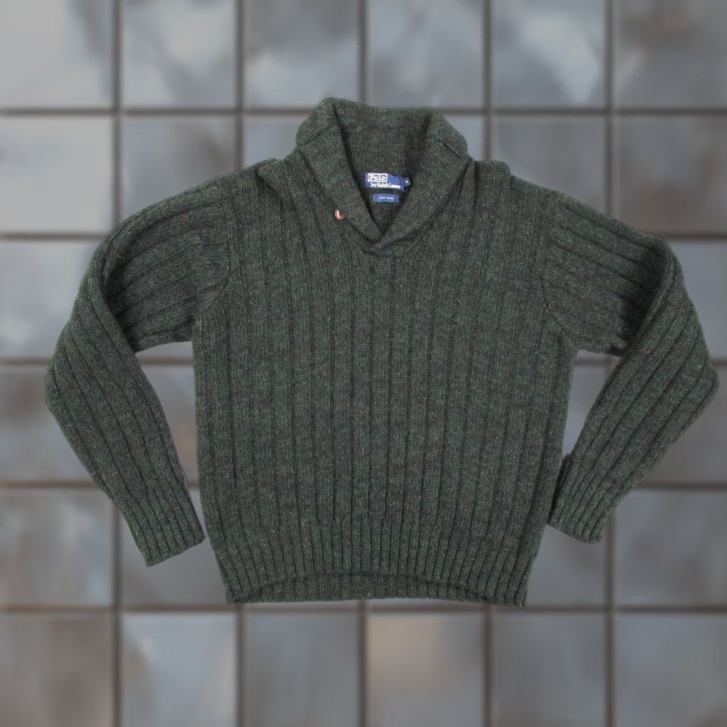Polo Ralph Lauren VINTAGE Polo Ralph Lauren Sweater Mens Medium Green Wool Shawl Collar Ribbed 90s Size US M / EU 48-50 / 2 - 1 Thumbnail