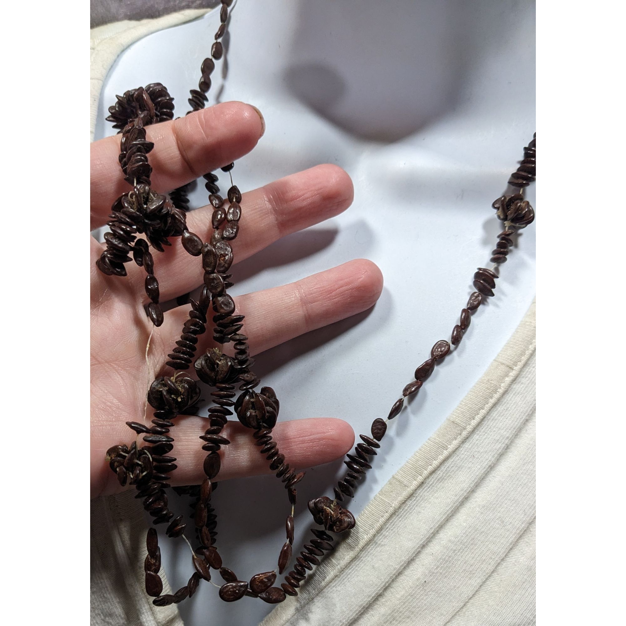 Handmade Handcrafted Apple Seed Dark Brown Beaded Necklace Size ONE SIZE - 3 Thumbnail