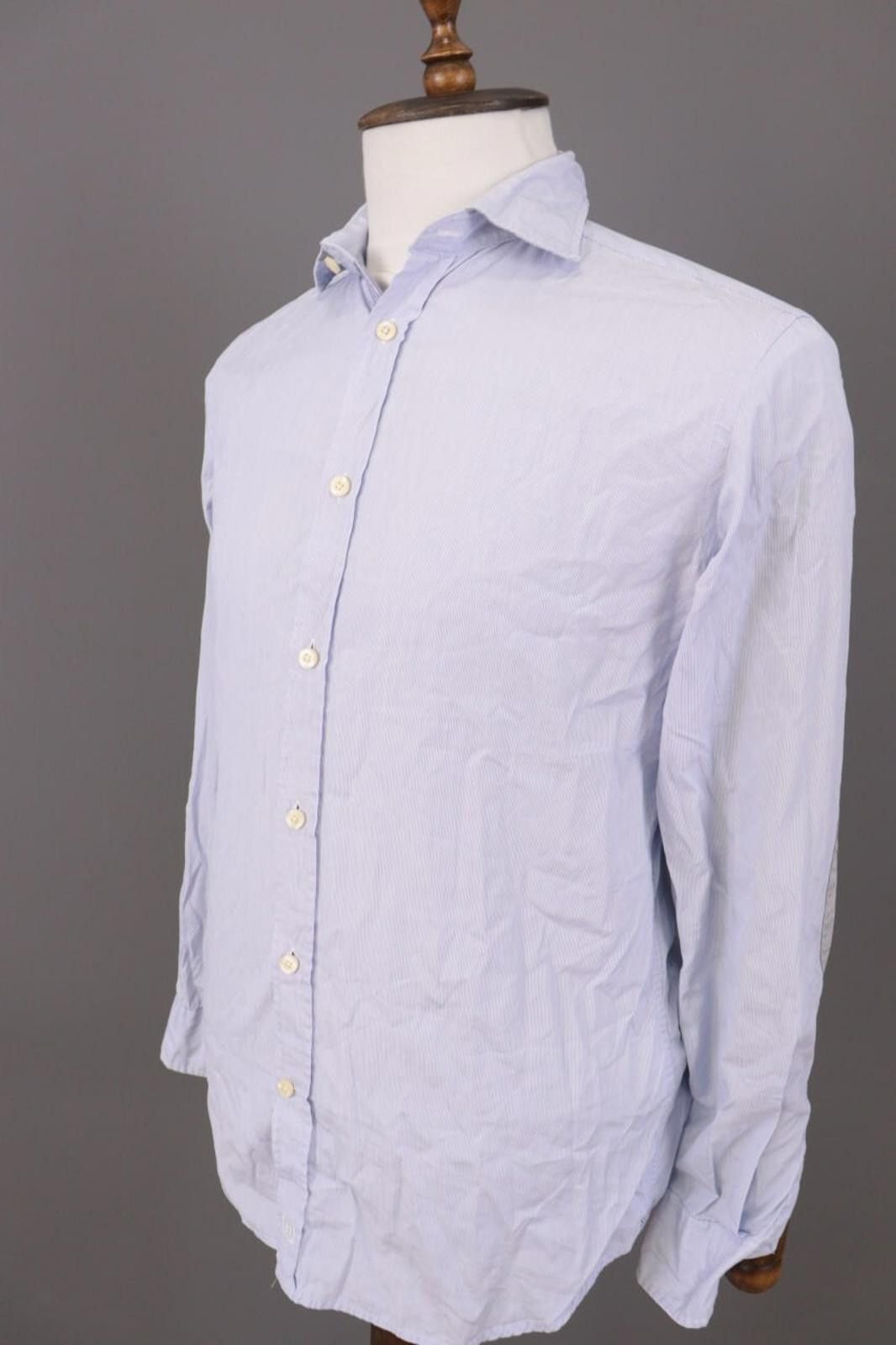 Designer Hackett London Slim Fit Blue Pinstripe Down Shirt Size M Size US M / EU 48-50 / 2 - 9 Thumbnail