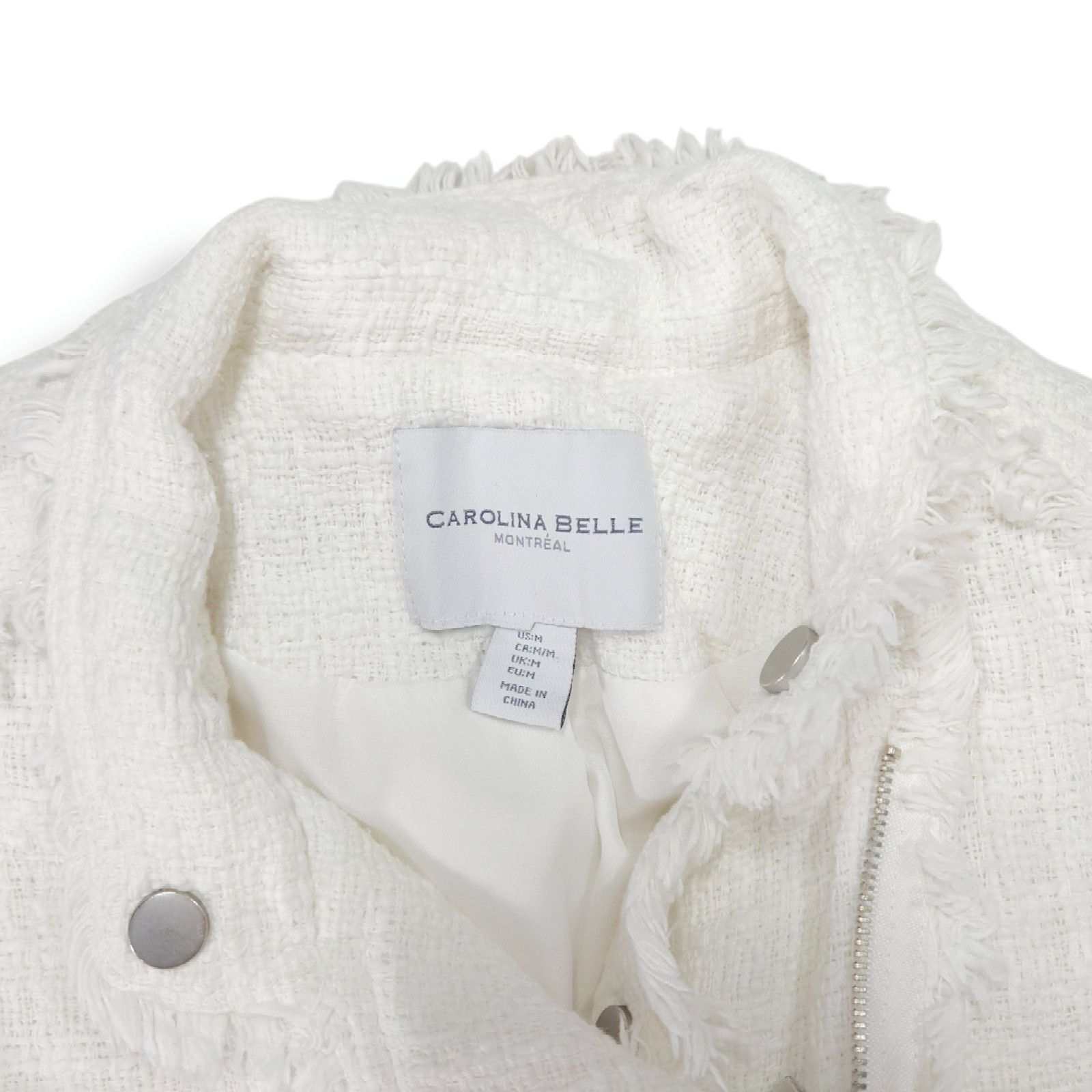 Other EUC Carolina Belle Montreal Tweed Moto Jacket Sz. M White Size M / US 6-8 / IT 42-44 - 4 Thumbnail