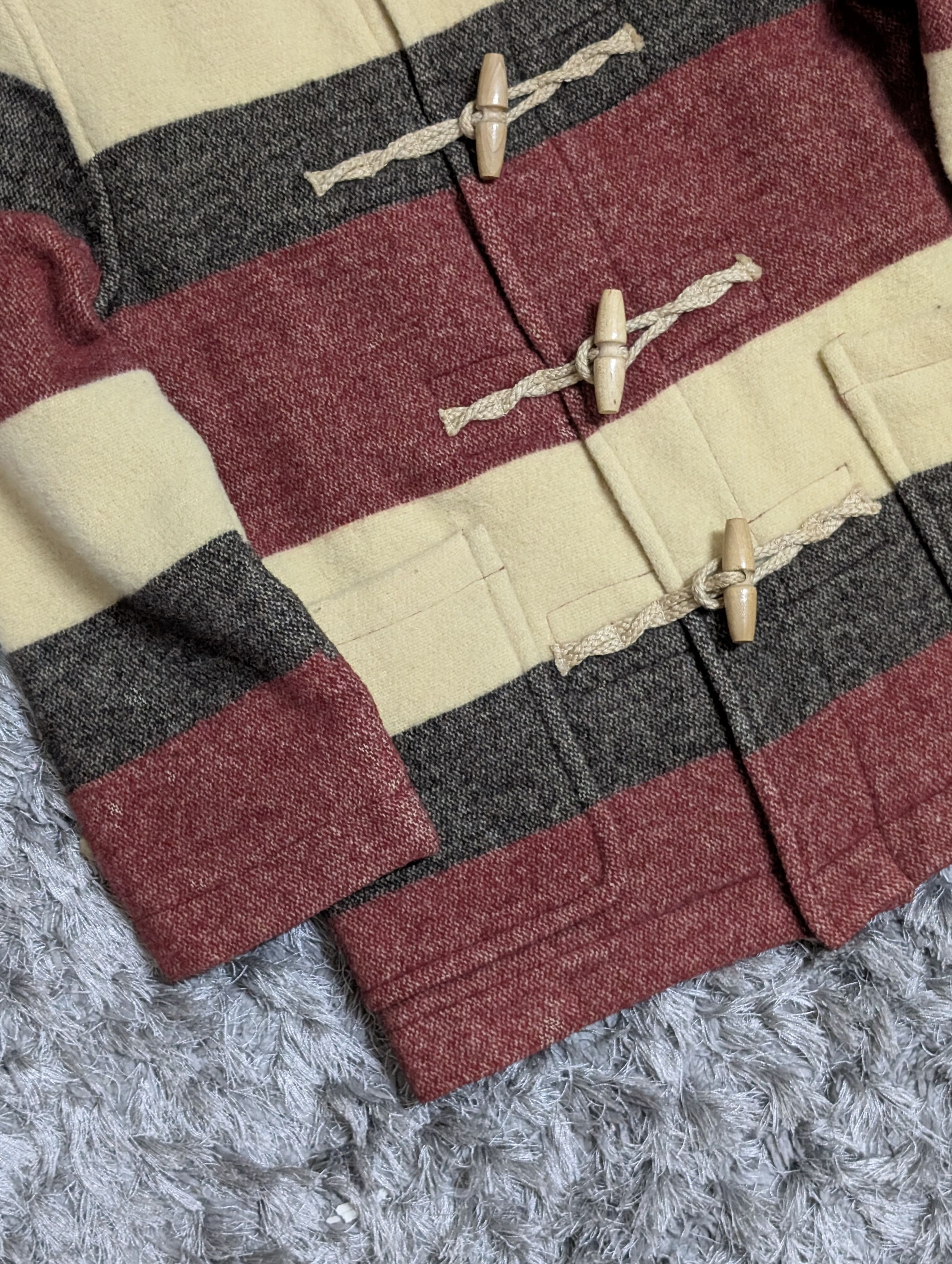 Japanese Brand Vintage Maple Creeks Japan Striped Jacket Wool Duffle Coat Size M / US 6-8 / IT 42-44 - 7 Thumbnail